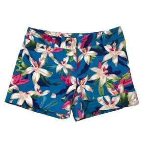 Express Shorts Women's Size 4 Blue Floral Colorful 4" Inseam Tropical Hawaiian